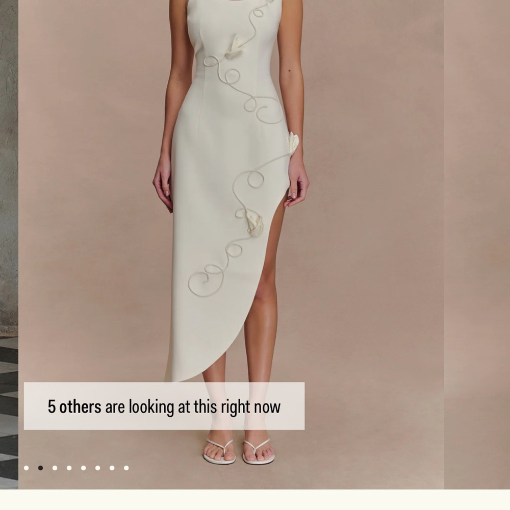 Elegant Cream Asymmetric Sheath Dress with Appliqué Detail
